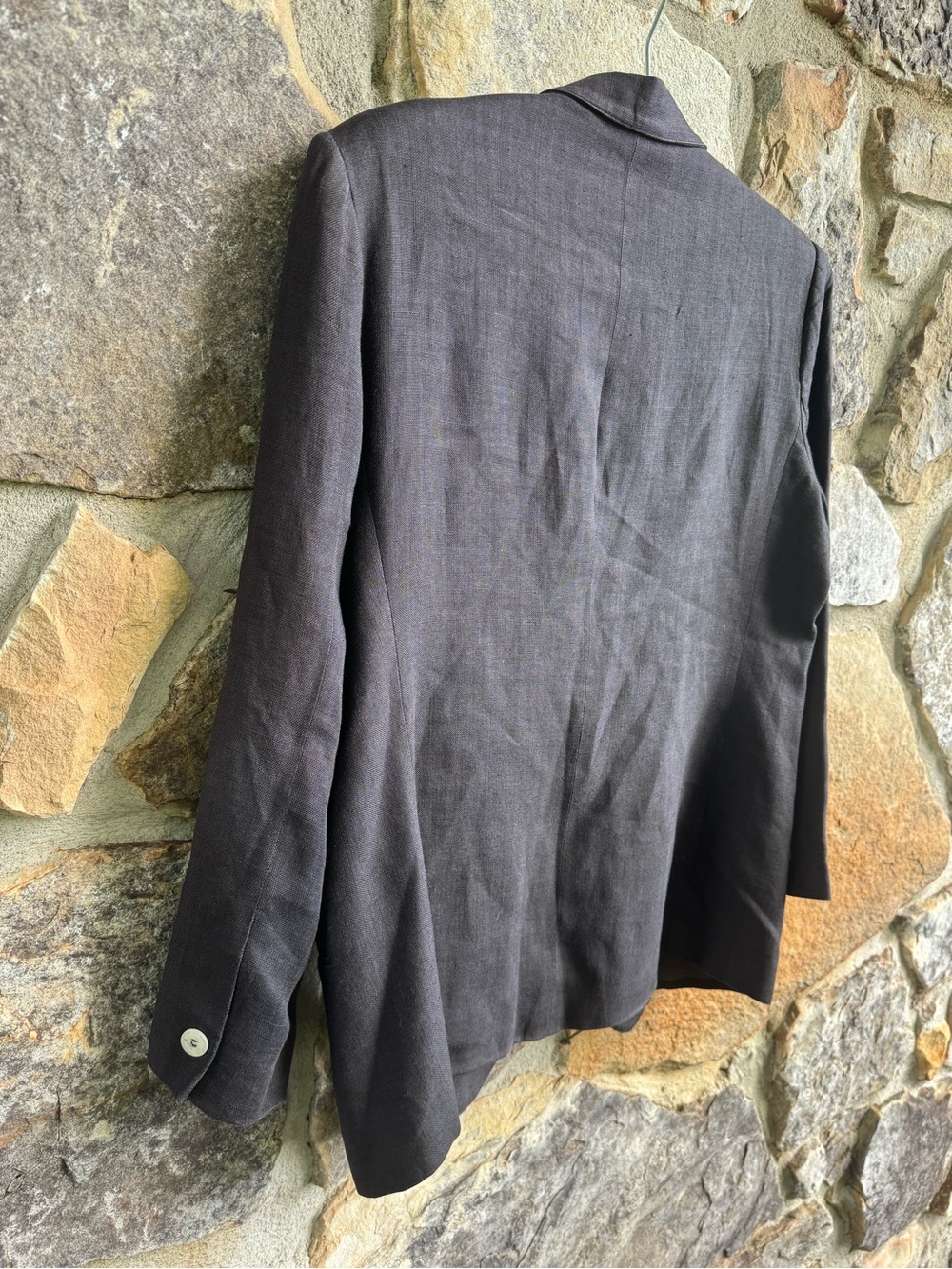Talbots Vintage Black 100% Linen Blazer 12 Oversized Office Tailored Coastal - Picture 9 of 16